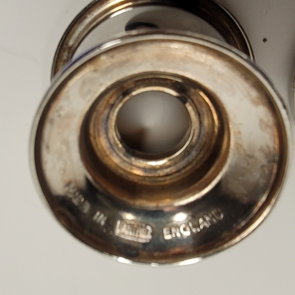 Two Ianthe Silverplate Vintage Mustard Pots w Blue Inserts Floral Design England - Picture 7 of 10